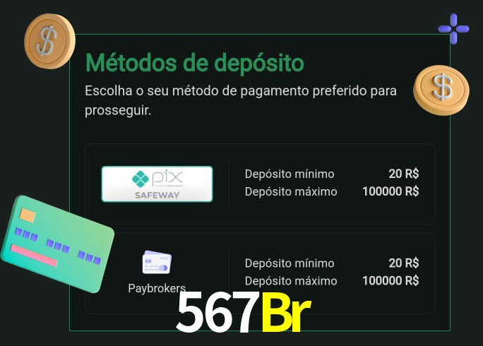 O cassino 567Br oferece uma grande variedade de métodos de pagamento
